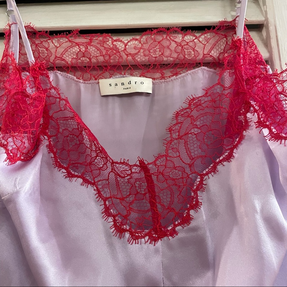 100% silk Sandro Tank / camisole with lace